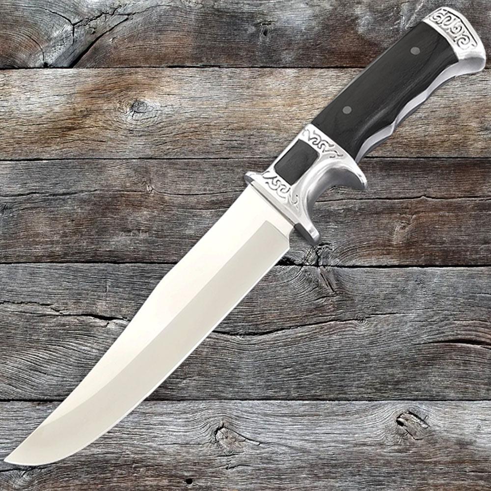 Black Tactical Fixed Blade Knife with Nylon Sheath – Silver Accent Handle