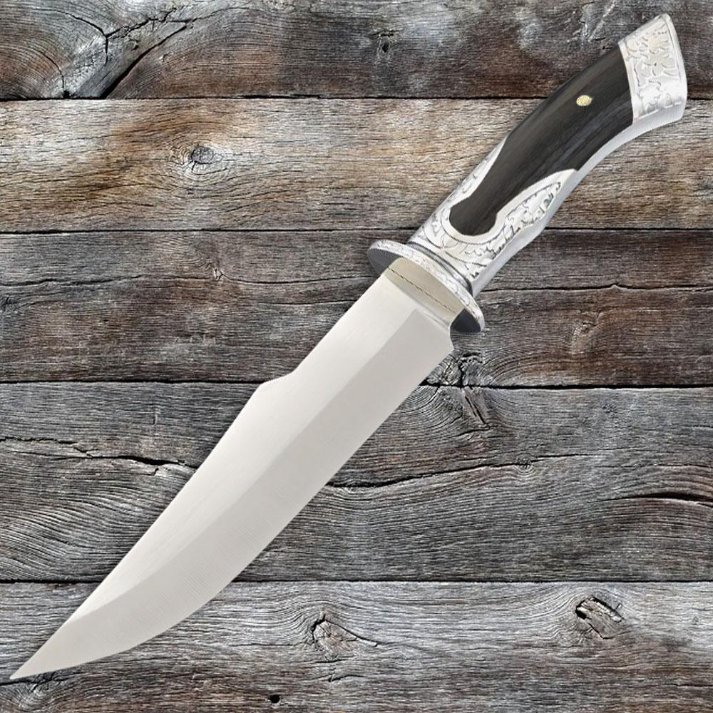 Decorative Fixed Blade Knife with Engraved Silver Handle Accents